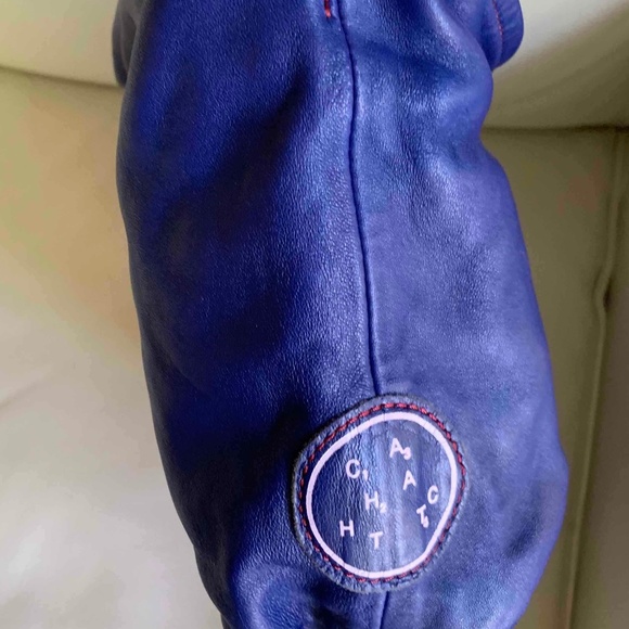 Genuine blue leather shoulder bag - Picture 3 of 6